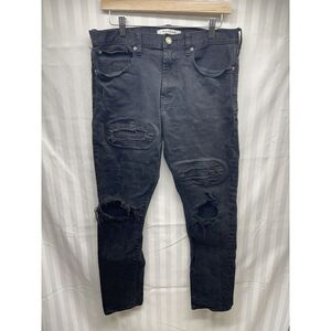 PACSUN MENS BLACK DISTRESSED/PATCH/RIPPED SKINNY JEANS 32 X‎ 32